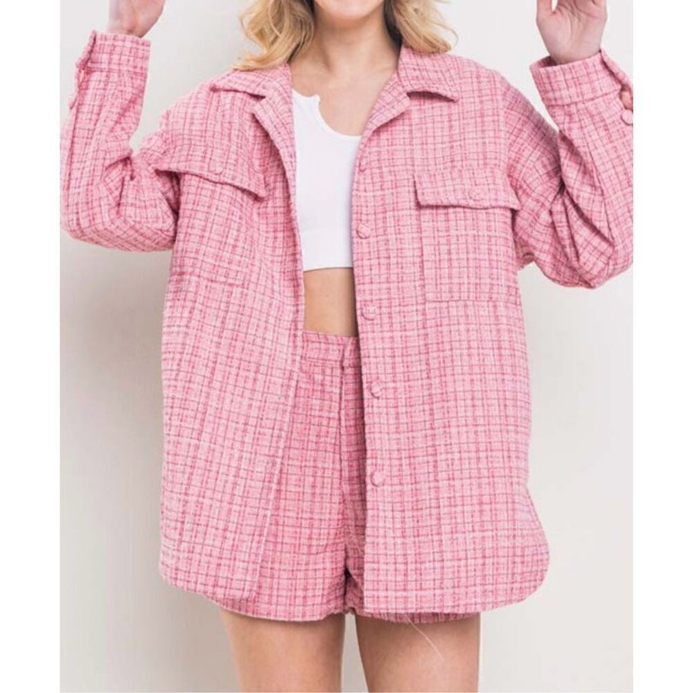 Rose Pink Tweed Short Set - Picture 2 of 10